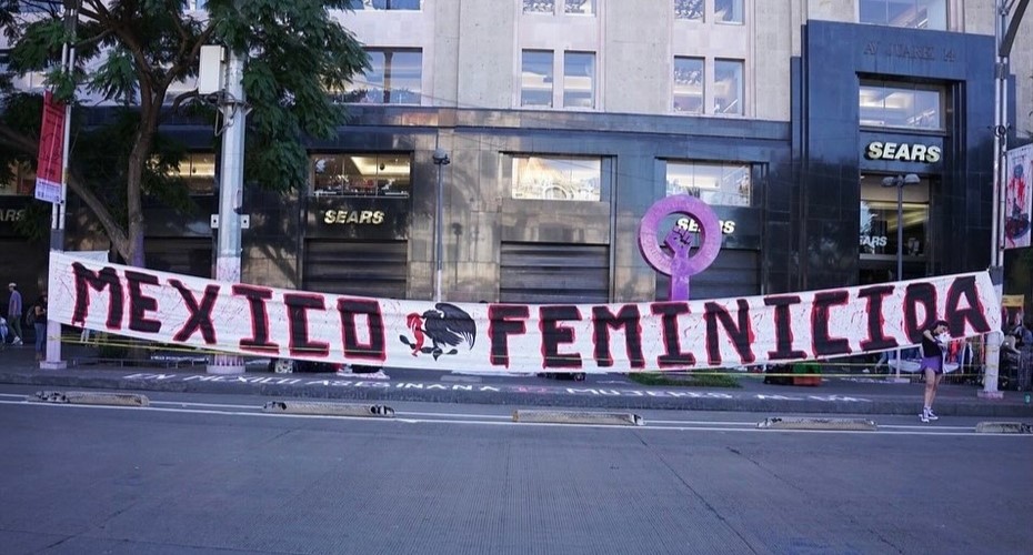 Foto de pancarta con la leyenda: méxico feminicida